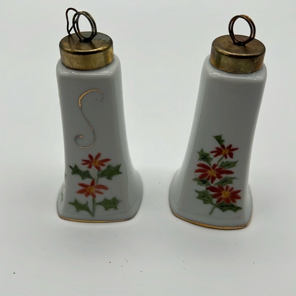 Holiday Vintage Christmas Decor Hand Painted Bell Shaped Ornaments